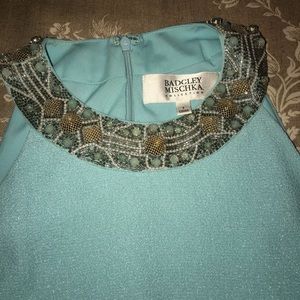 Midi turquoise jewel neck sleeveless dress